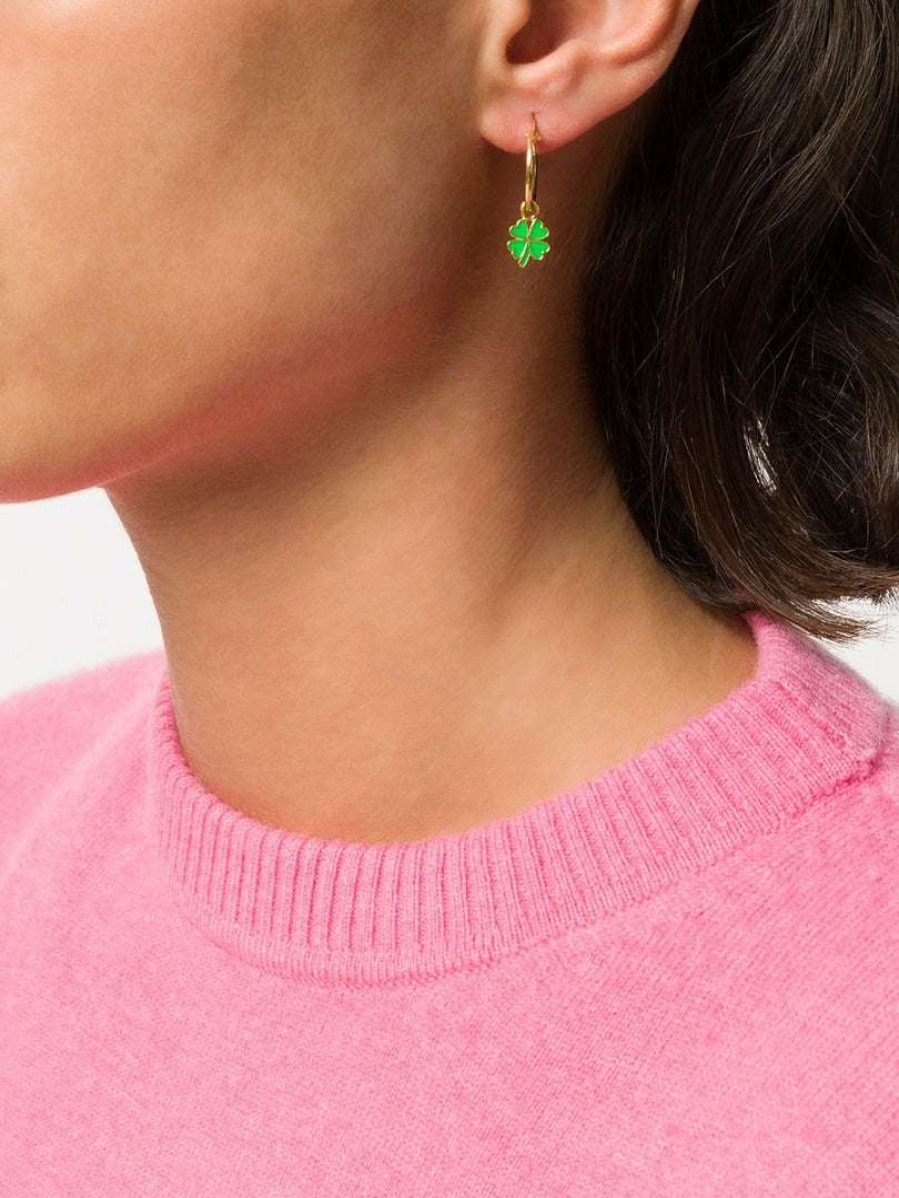 Accessories * | Wilhelmina Garcia Accessories 'Lucky Clover Hoop Earring'