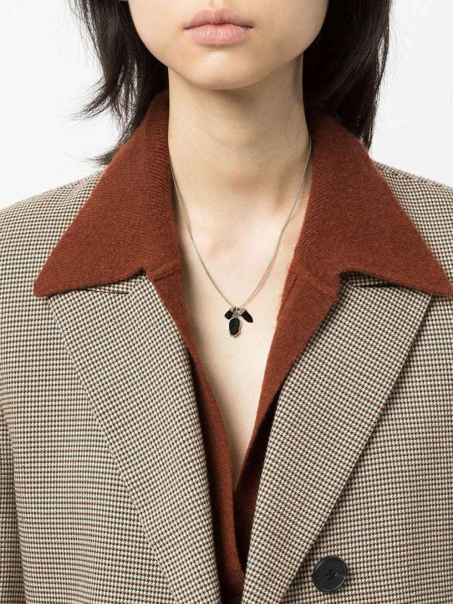 Accessories * | Isabel Marant Black And Silver 'Charm Pendant Necklace'