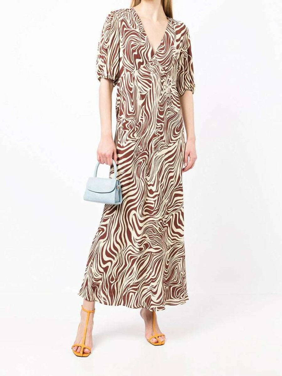 Clothing * | Rixo London 'Poppy' Marble Zebra Print Midi Dress