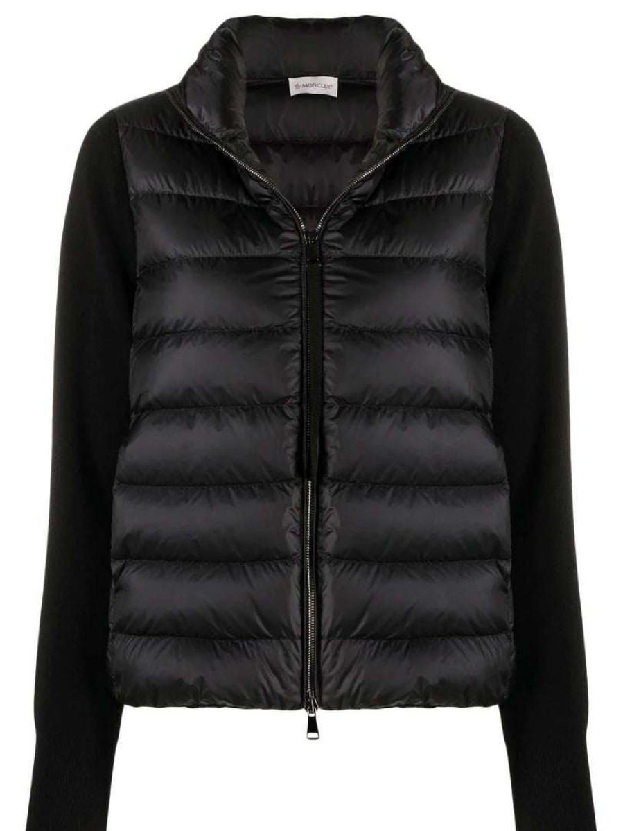 Clothing * | Moncler Black 'Padded Knit Sleeve Jacket'