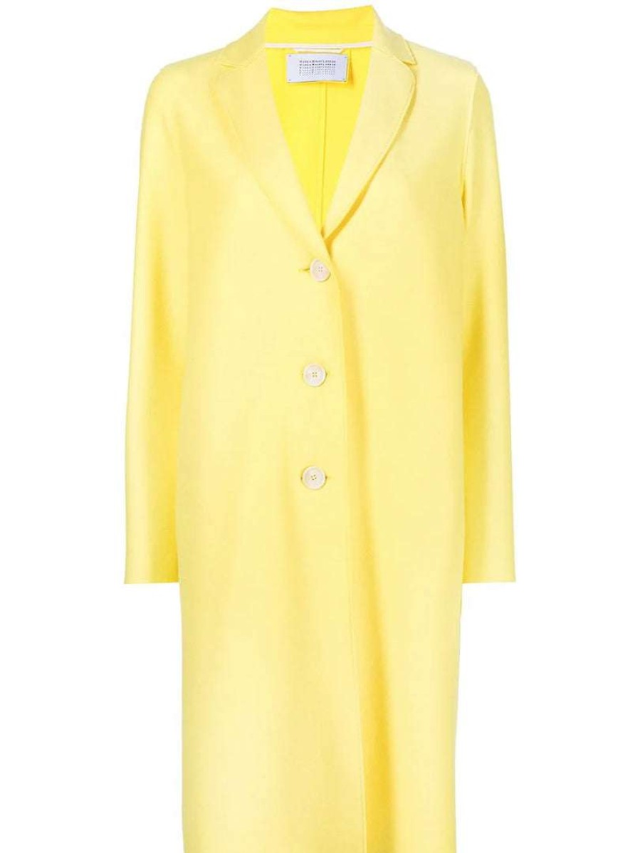 Clothing * | Harris Wharf London Clothing Yellow 'Pressed Wool Light Overcoat'