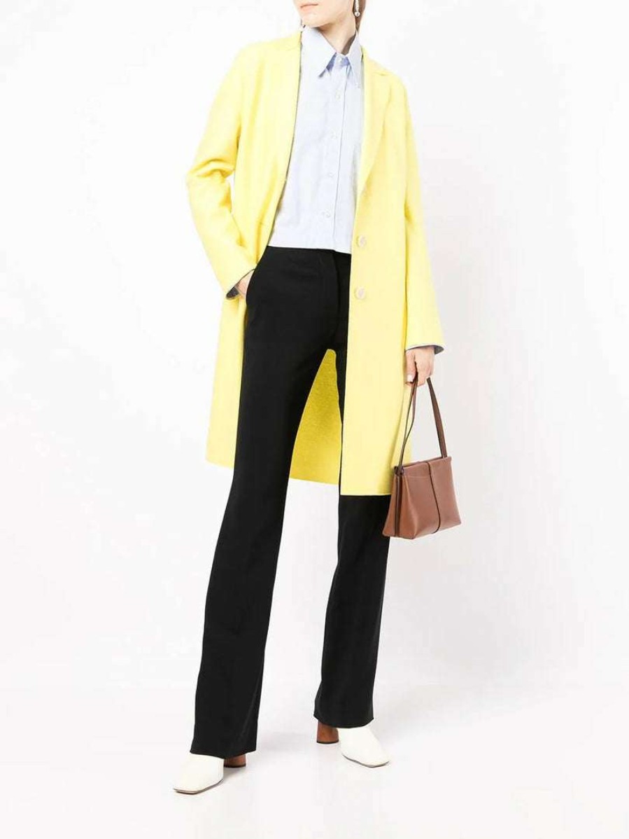 Clothing * | Harris Wharf London Clothing Yellow 'Pressed Wool Light Overcoat'