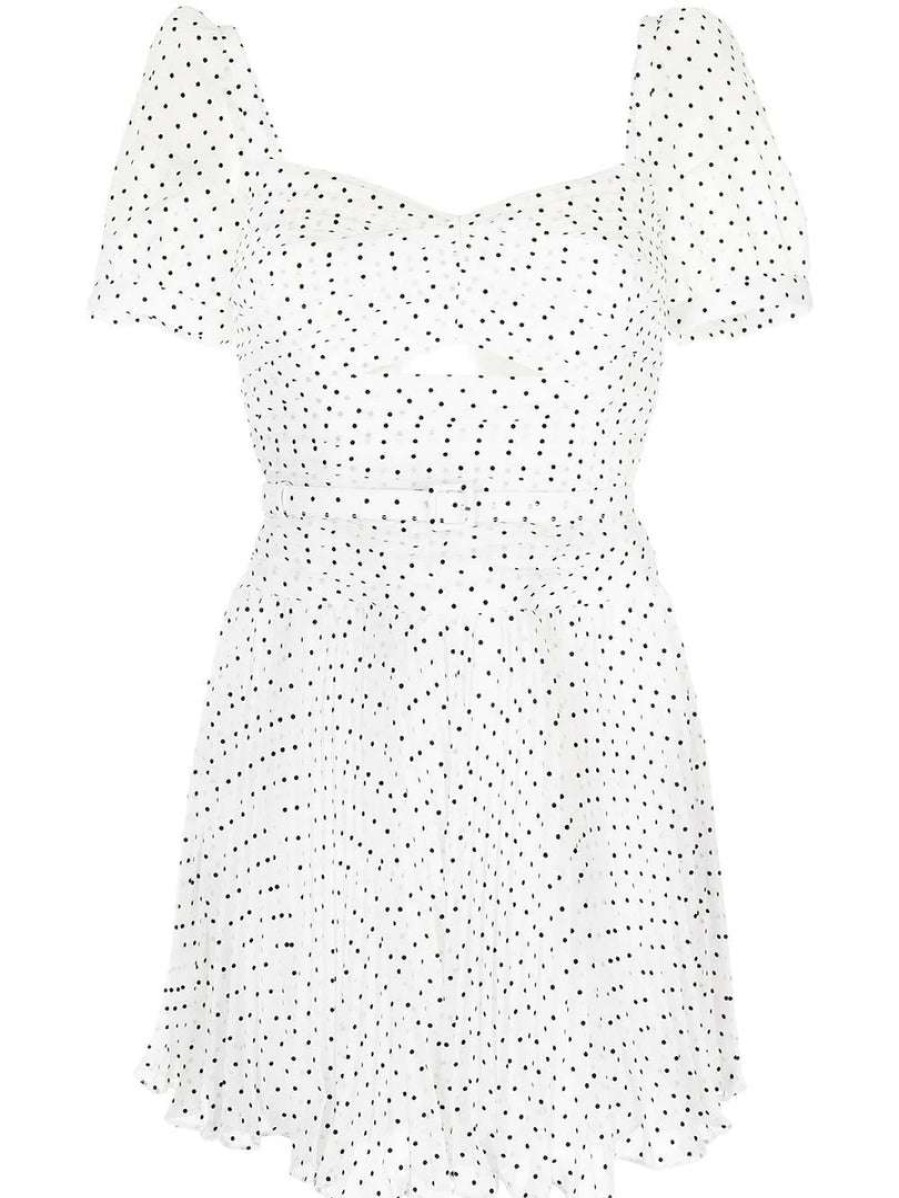 Clothing * | Self Portrait Clothing 'Crinkle Chiffon Dot Mini Dress'