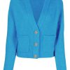 Clothing * | Ganni Blue 'Gem Embellished Button Cardigan'