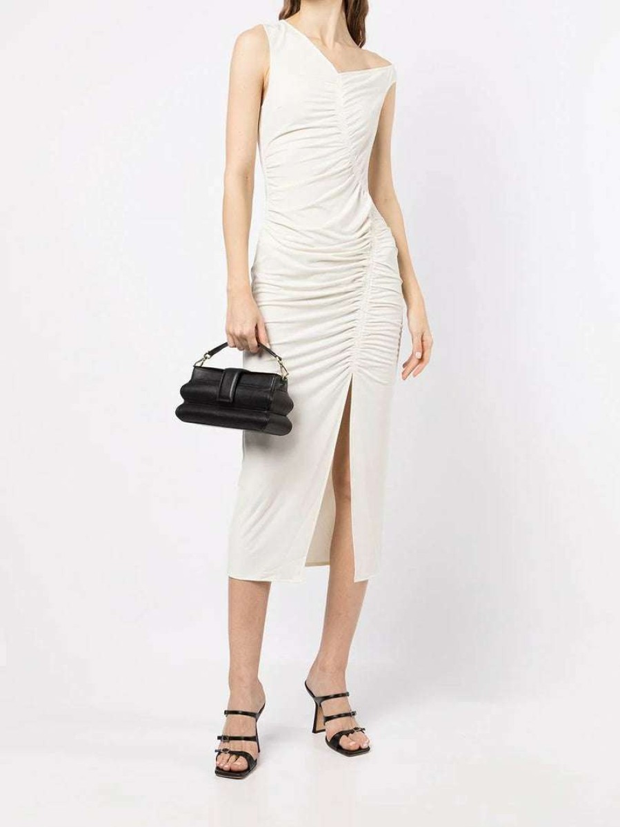 Clothing * | Self Portrait 'Jersey Gathered Asymmetric Midi Dress' Clothing