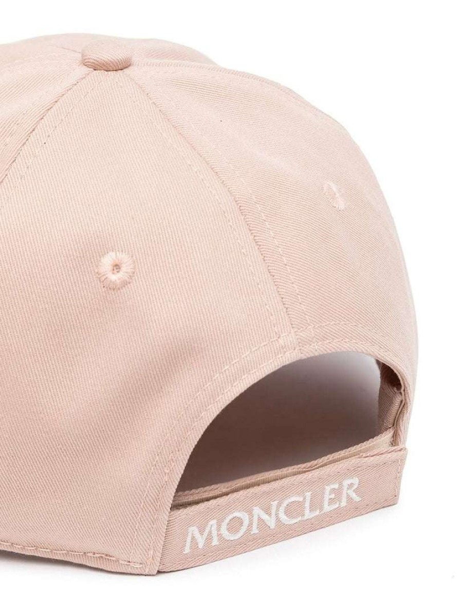 Accessories * | Moncler Pink 'Logo Patch Baseball Cap'