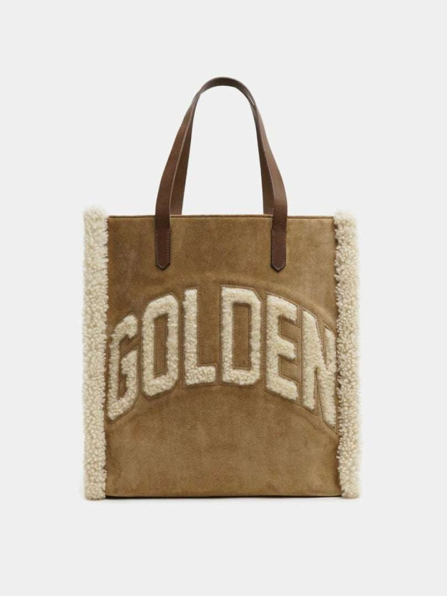 Bags * | Golden Goose Bags 'California' Shearling Logo Tote Bag