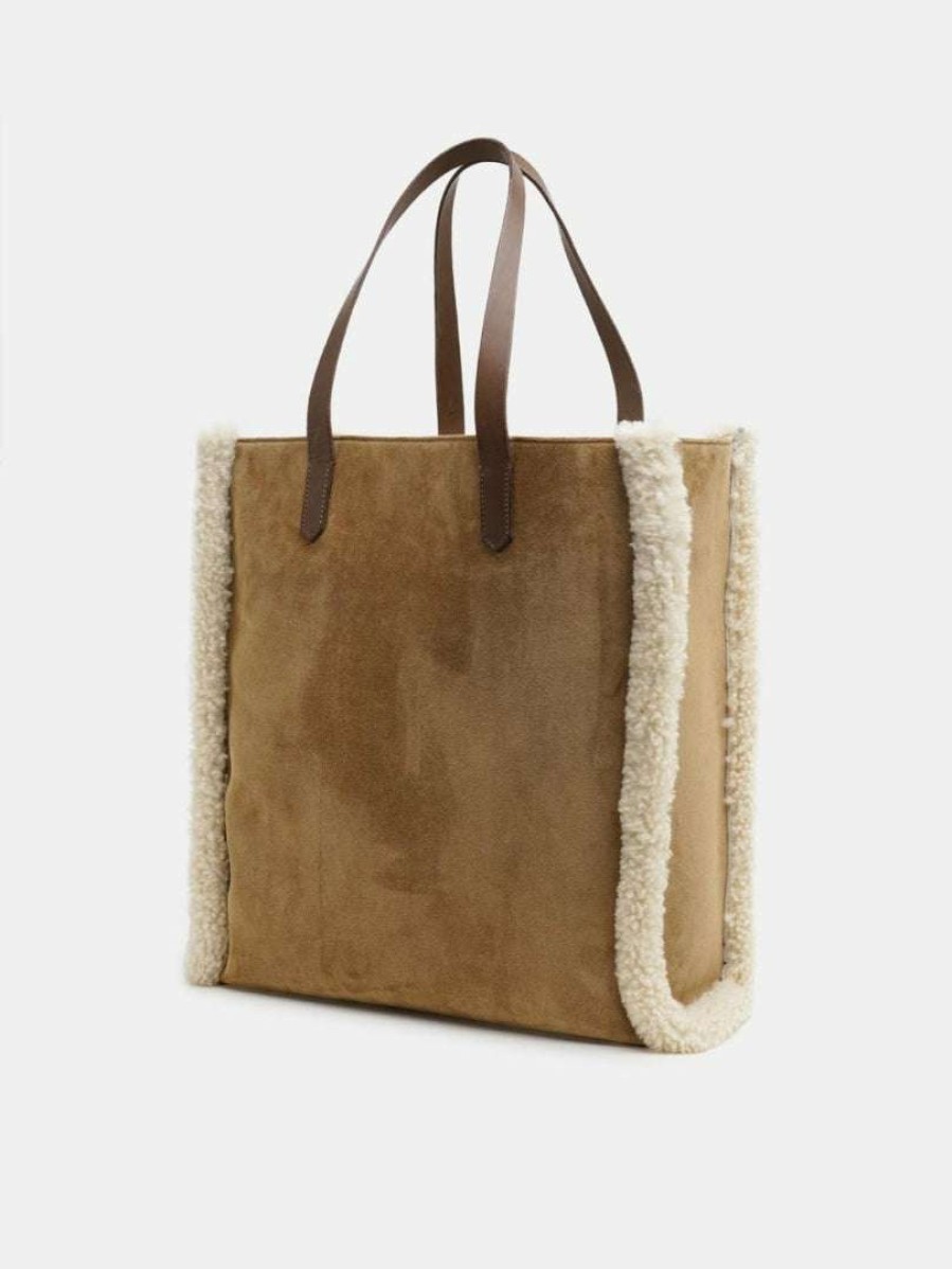 Bags * | Golden Goose Bags 'California' Shearling Logo Tote Bag