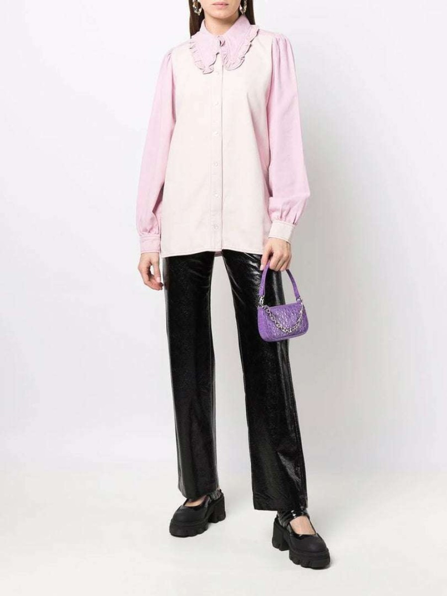 Clothing * | Ganni 'Denim Block Coloured Blouse'