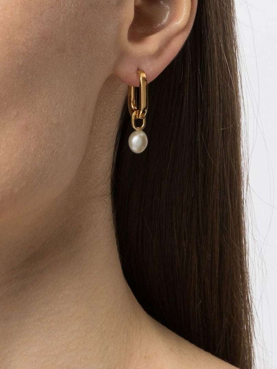 Accessories * | Maria Black Gold 'Savoy Huggie' Earring Accessories