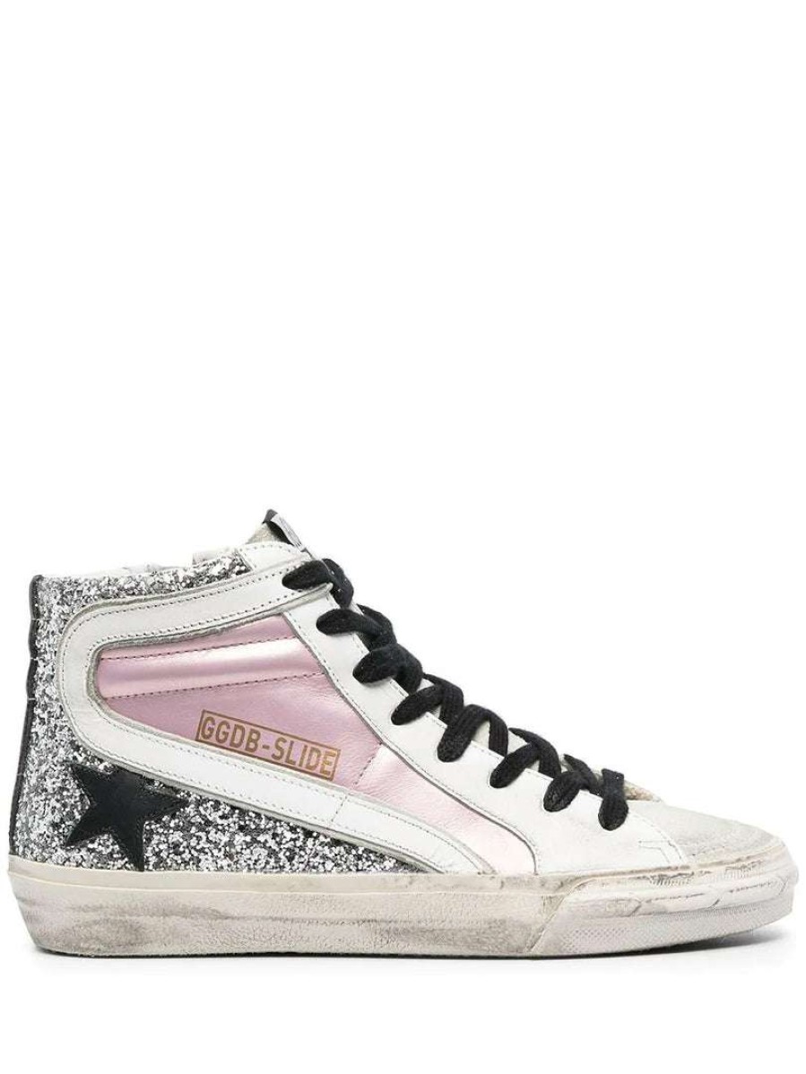 Shoes * | Golden Goose Shoes 'Metallic Pink Glitter High Top Sneakers'