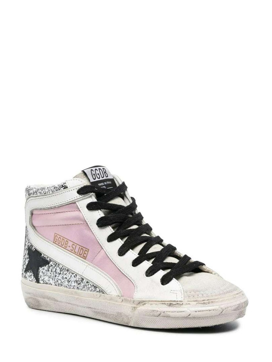 Shoes * | Golden Goose Shoes 'Metallic Pink Glitter High Top Sneakers'