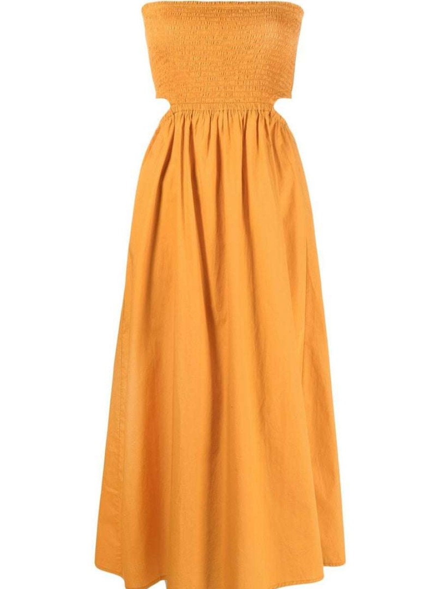 Clothing * | Faithfull The Brand Orange 'Deva' Strapless Dress