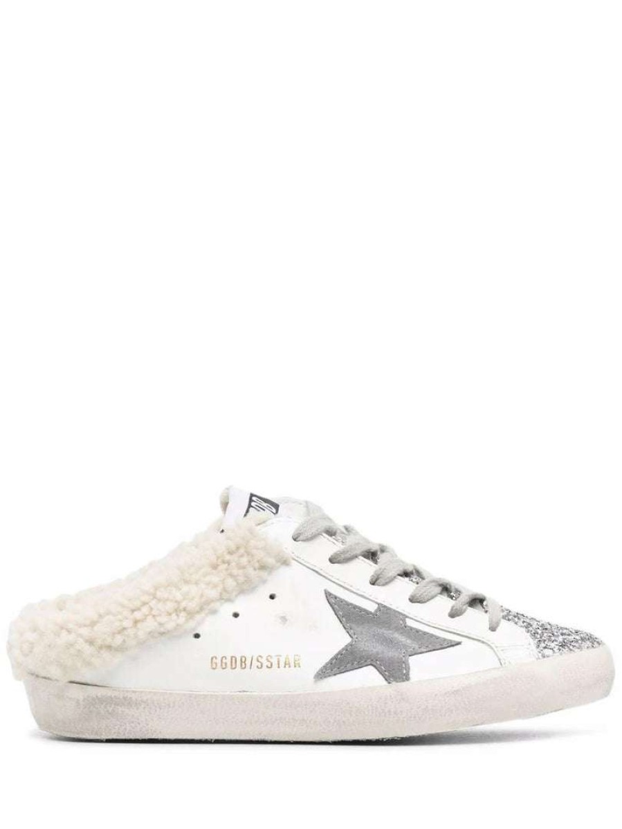 Shoes * | Golden Goose 'Sabot Super-Star' Shearling Glitter Sneakers Shoes