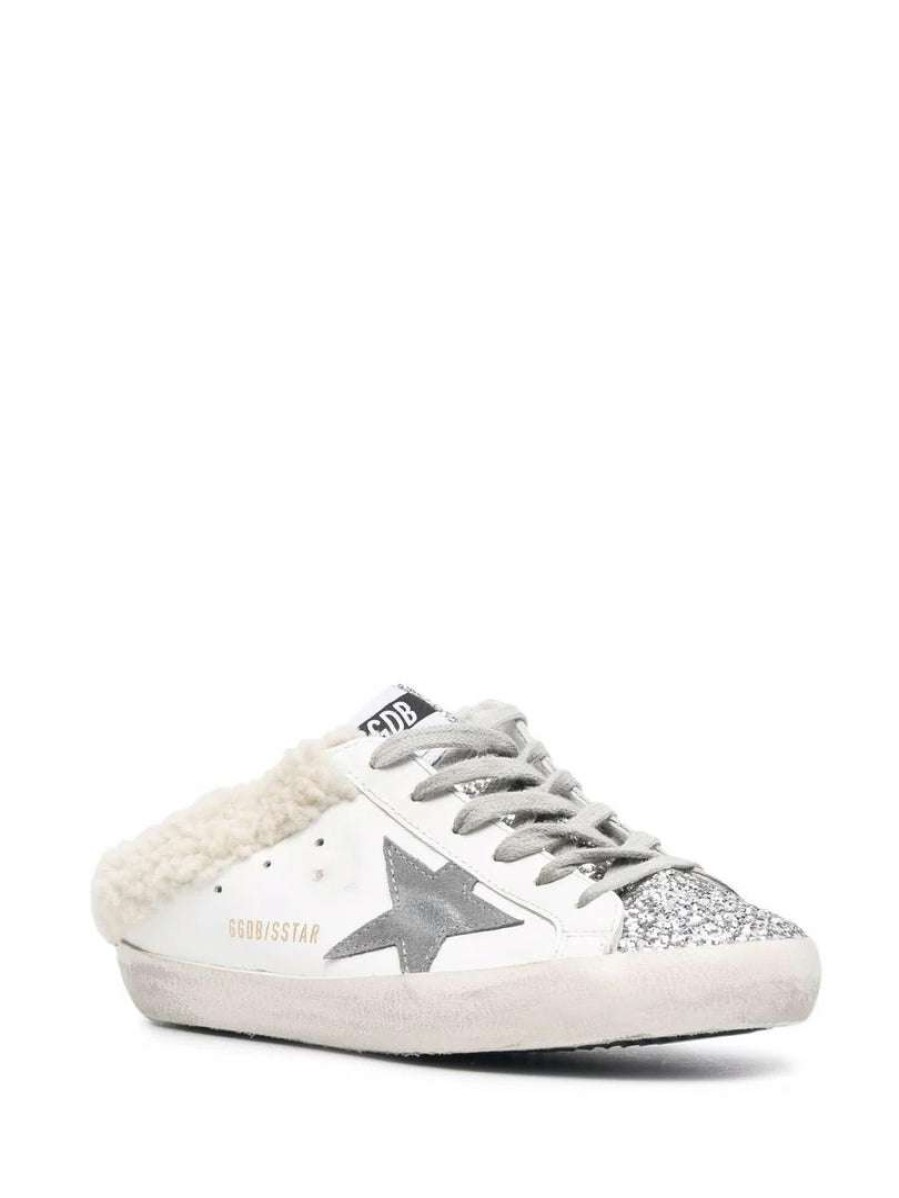 Shoes * | Golden Goose 'Sabot Super-Star' Shearling Glitter Sneakers Shoes