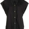 Clothing * | Ganni Black 'Sleeveless Buttoned Shirt'