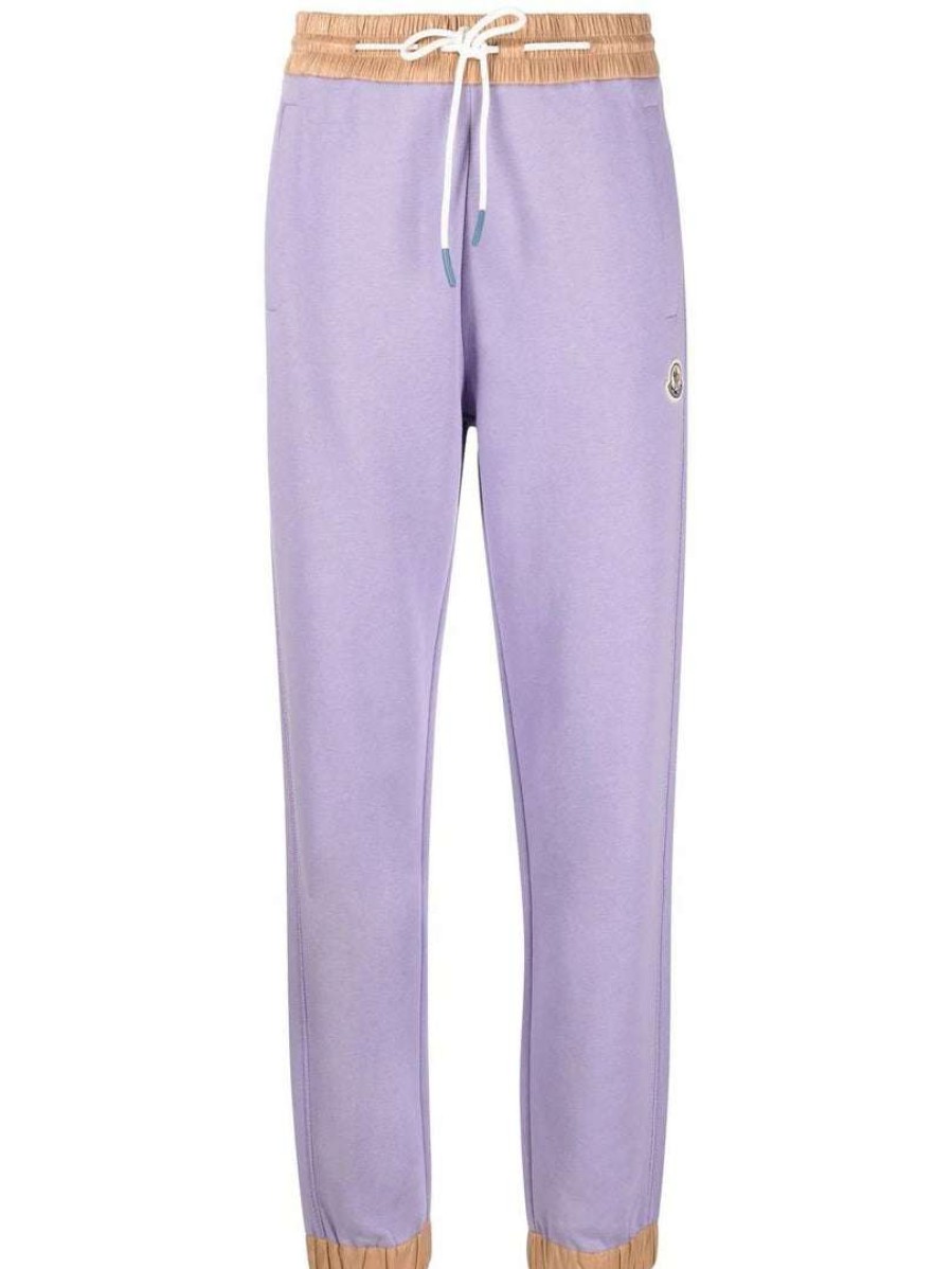 Clothing * | Moncler Purple And Beige 'Contrasting Trim Tracksuit Bottoms'