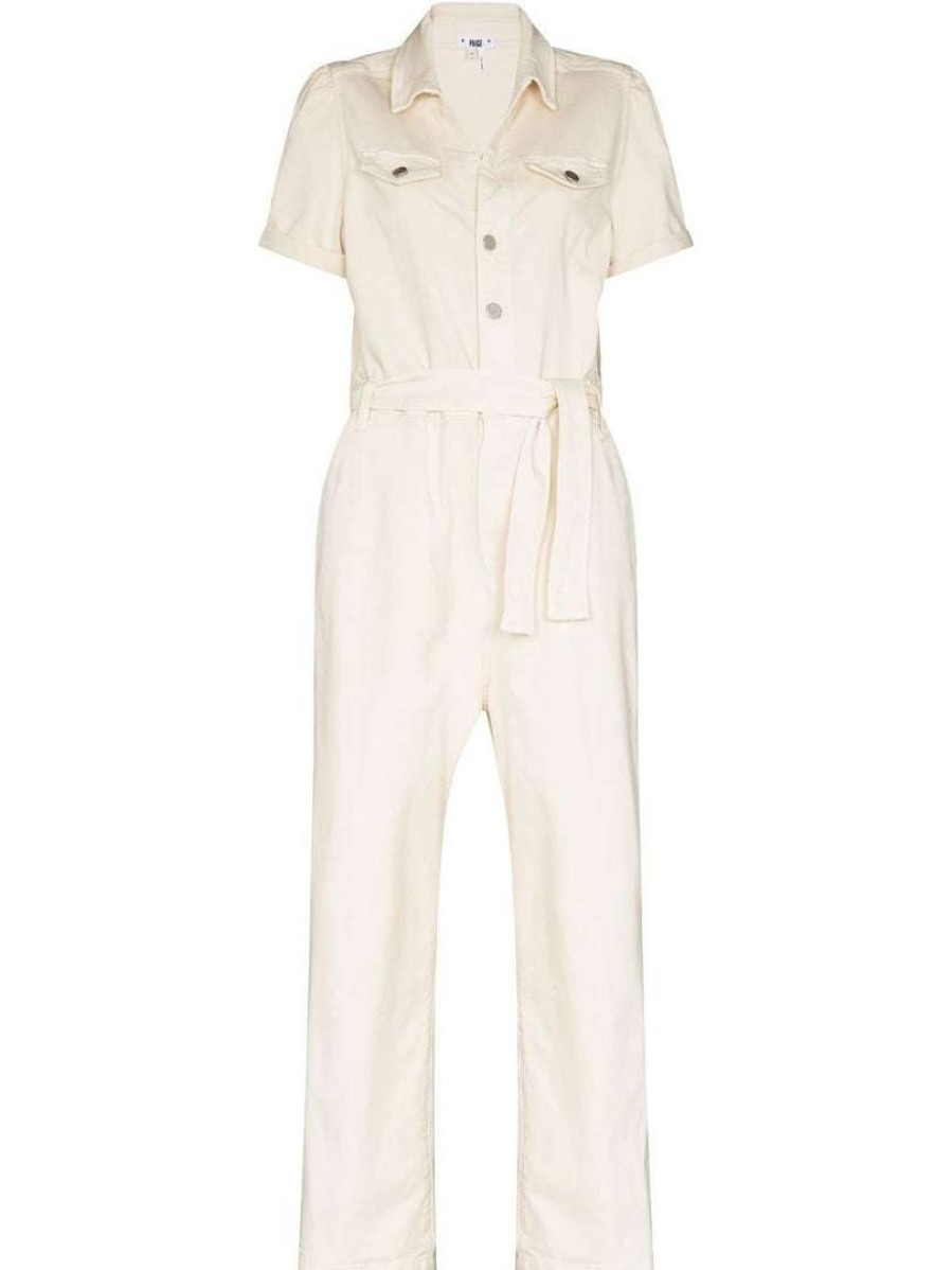 Clothing * | Paige Cream 'Anessa' Puff Sleeve Jumpsuit