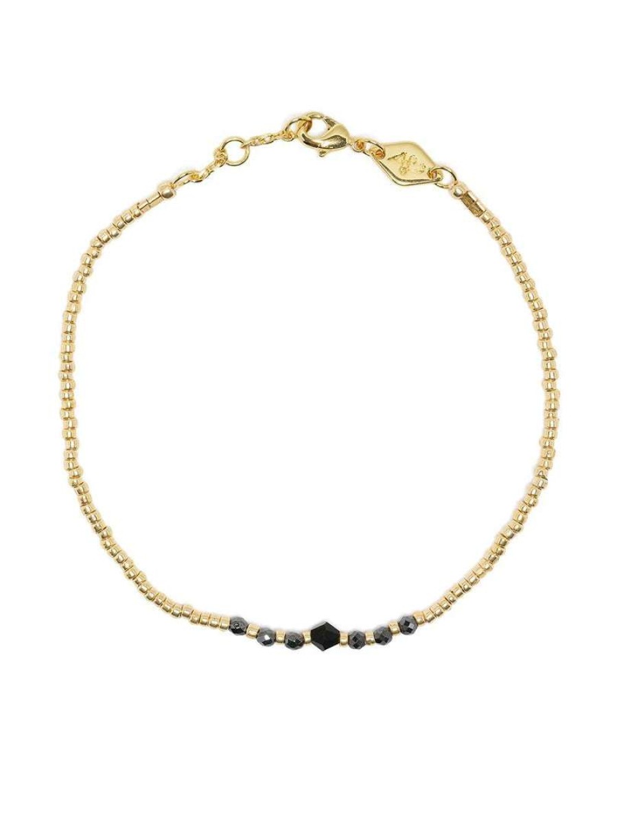 Accessories * | Anni Lu Accessories Black 'Bead & Gem 22' Bracelet