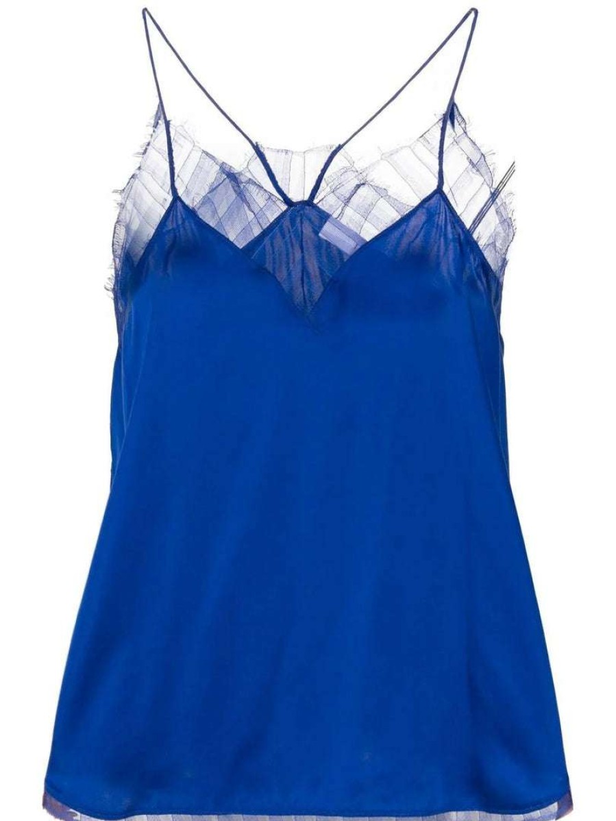 Clothing * | Iro Clothing Blue 'Berwyn' Lace Trim Camisole