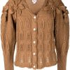 Clothing * | Shrimps Brown 'Claudia' Floral Knit Cardigan Clothing