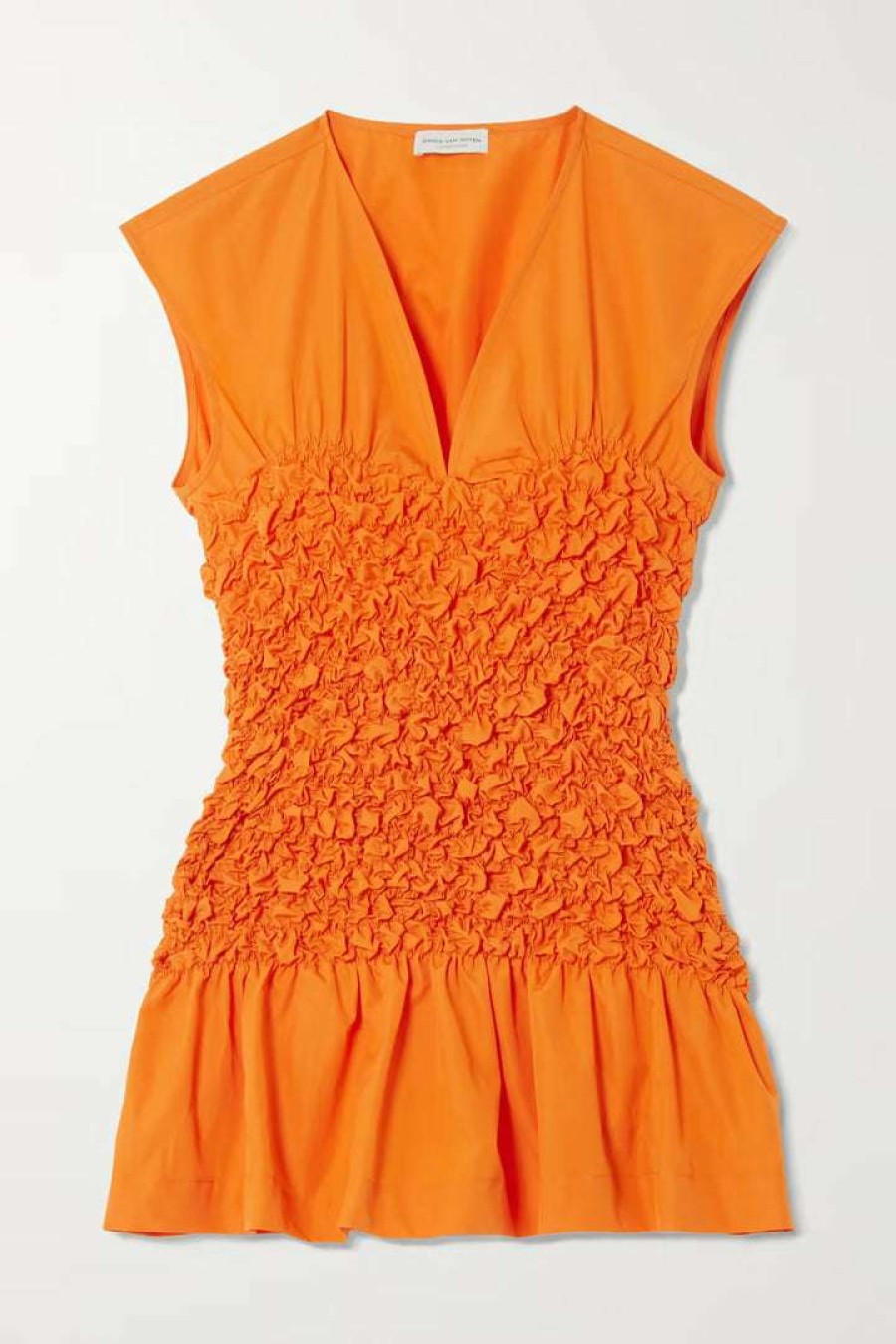 Clothing * | Dries Van Noten Clothing Orange 'Cordoba' Smocked Peplum Top