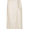 Clothing * | Nanushka Cream 'Amas' Vegan Leather Wrap Around Midi Skirt Clothing