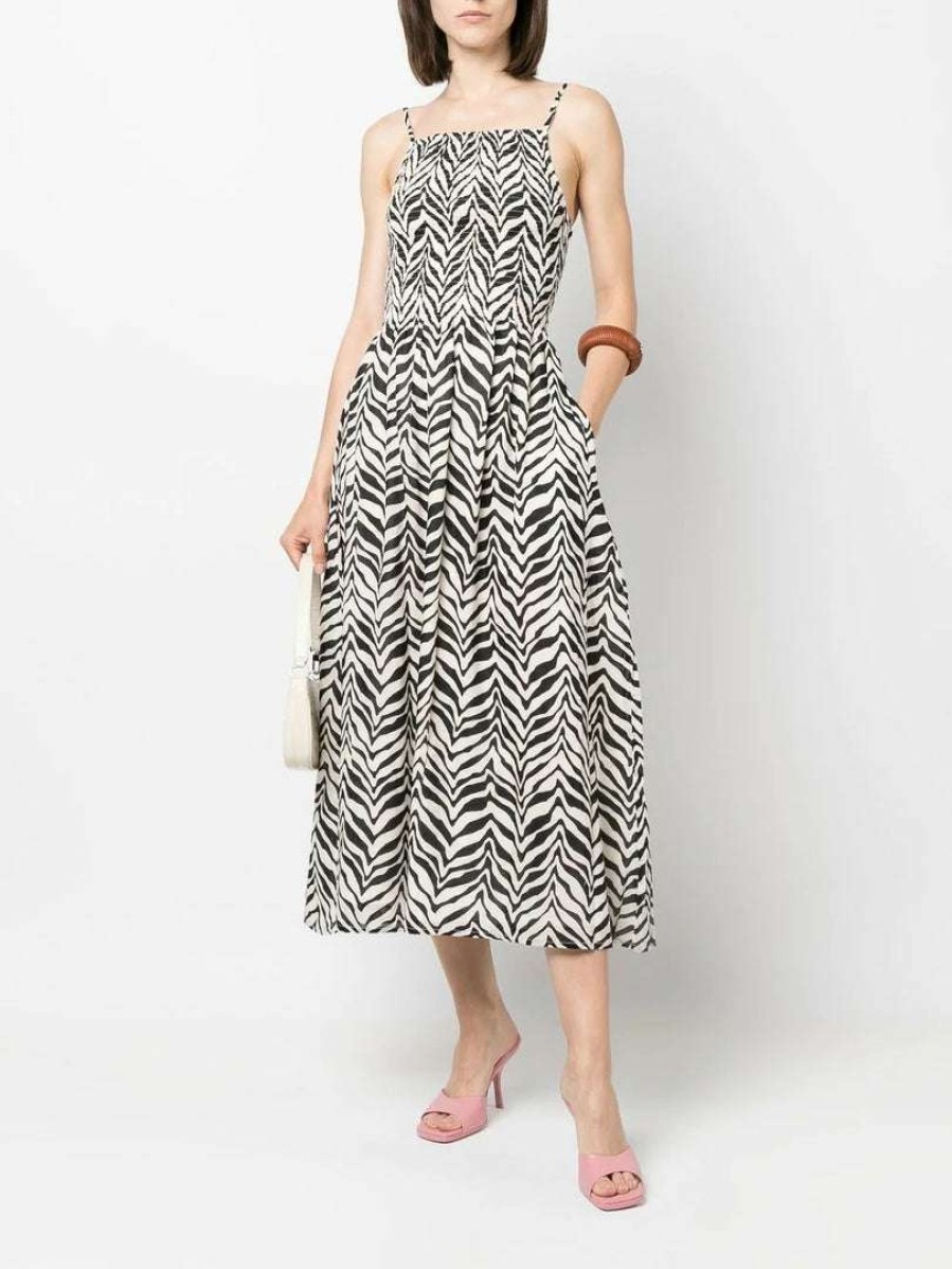 Clothing * | Faithfull The Brand Printed 'Nolie' Shirred Midi Dress Clothing