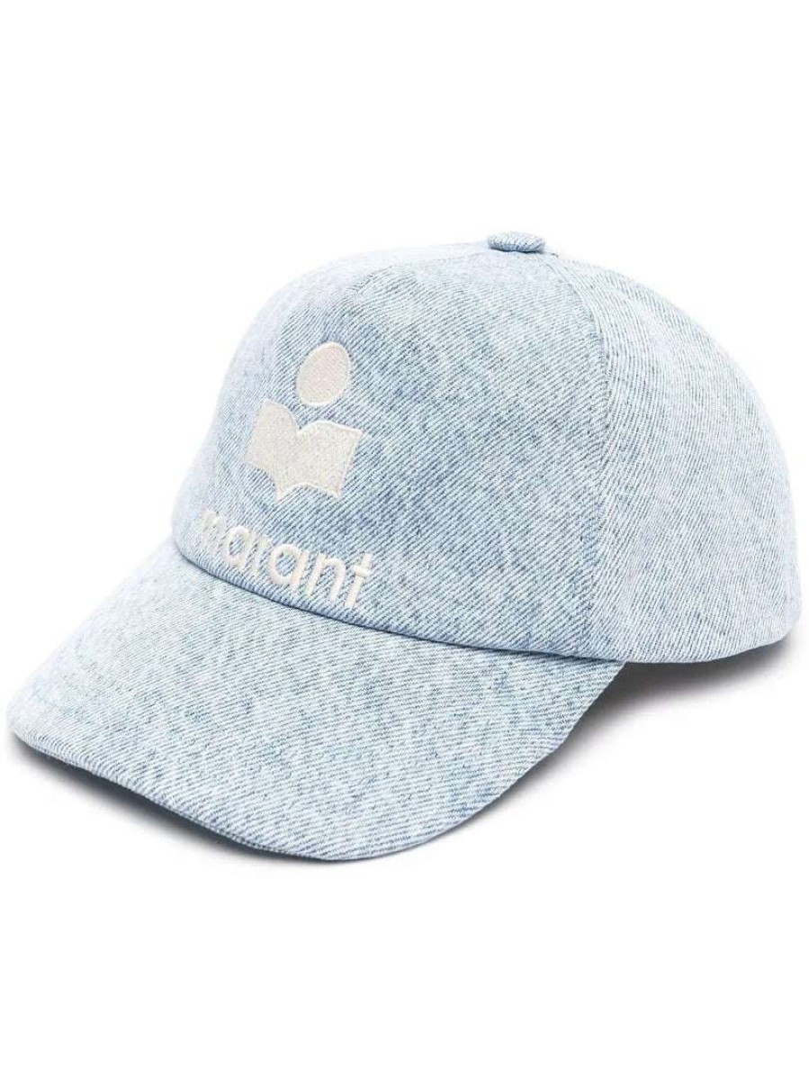 Accessories * | Isabel Marant Light Blue 'Tyron' Logo Denim Cap