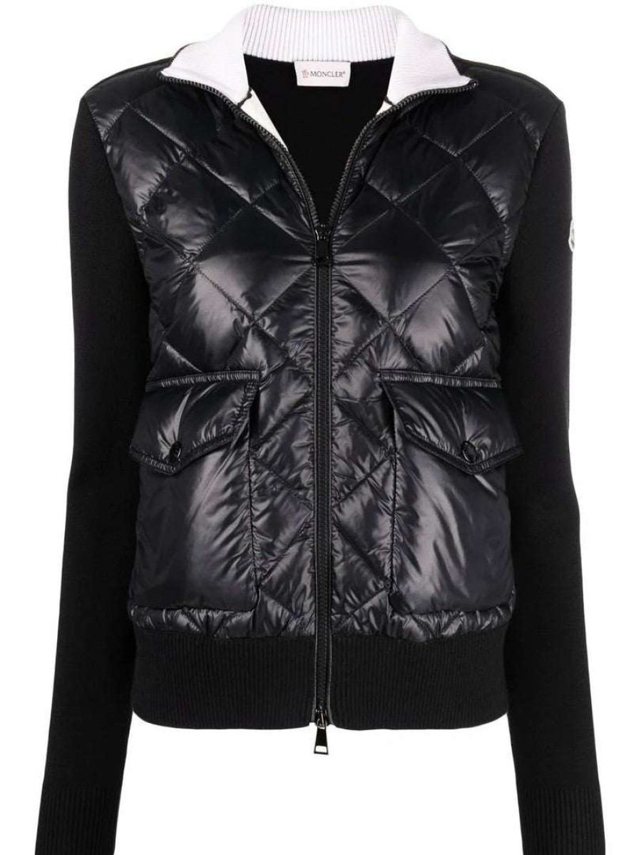 Clothing * | Moncler 'Black Padded Wool Cardigan'