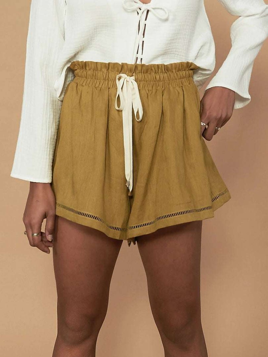 Clothing * | Sancia Clothing Green 'Lucia' Linen High Waist Shorts