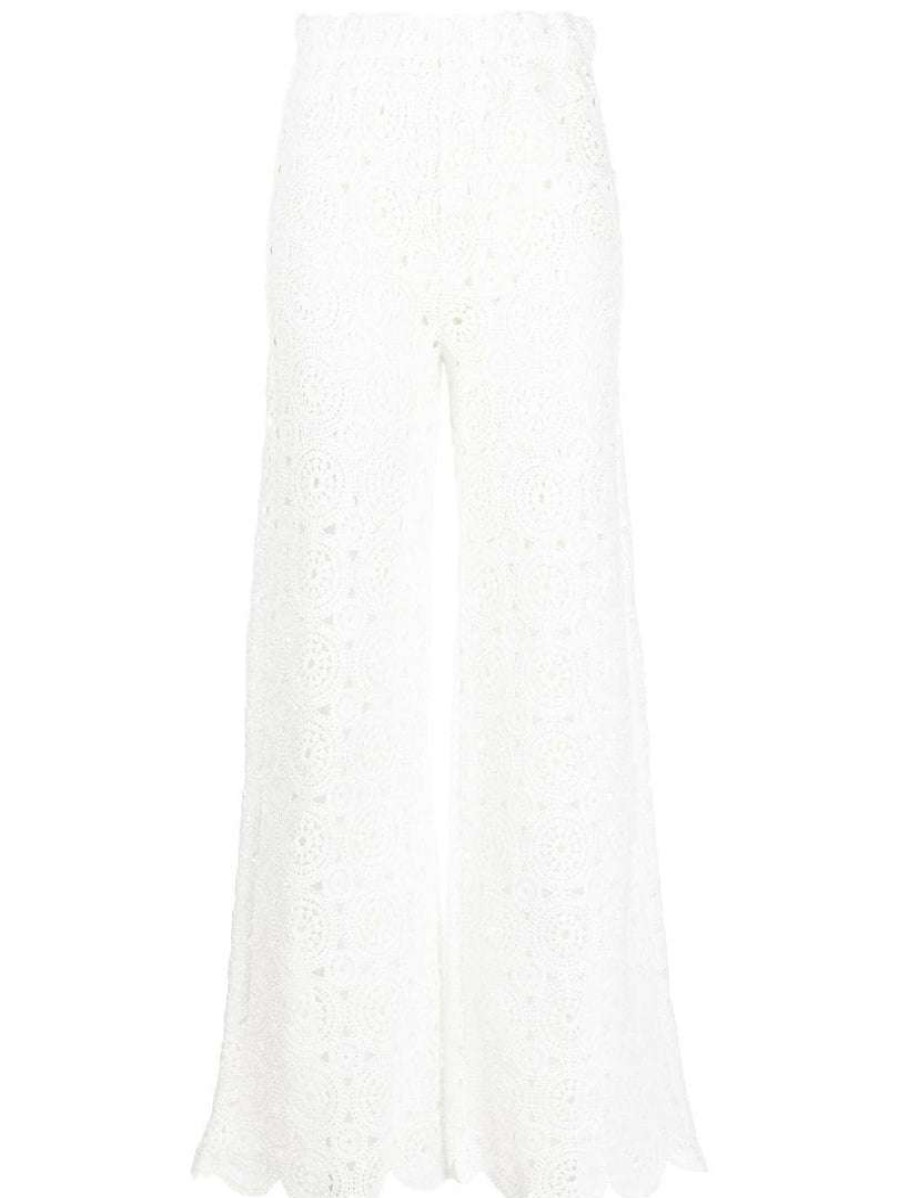 Clothing * | Rotate Clothing White 'Nola' Crochet Trousers