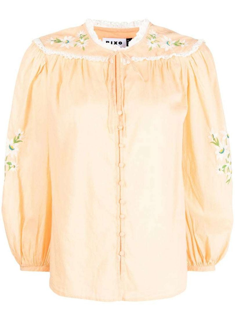 Clothing * | Rixo London 'Ren' Daisy Embroidered Blouse