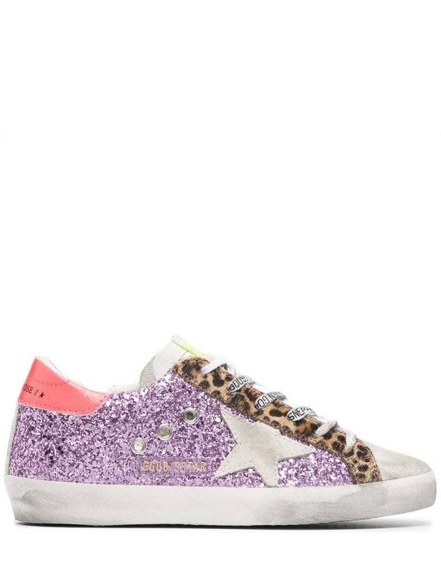 Shoes * | Golden Goose 'Superstar' Purple Glitter Trainers