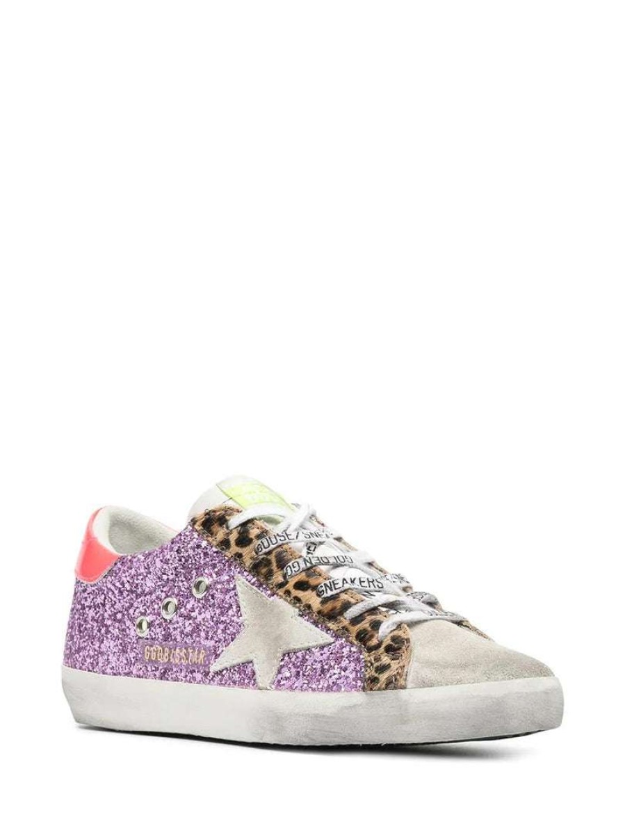 Shoes * | Golden Goose 'Superstar' Purple Glitter Trainers