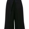 Clothing * | Jw Anderson Clothing Black 'Pleat Front Wide Leg Cropped Trousers'