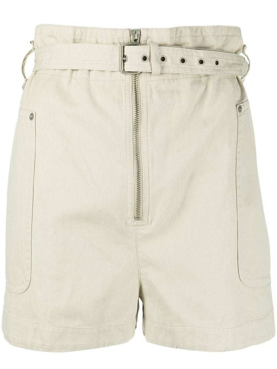 Clothing * | Isabel Marant Etoile Cream 'Parana' High Waist Shorts Clothing