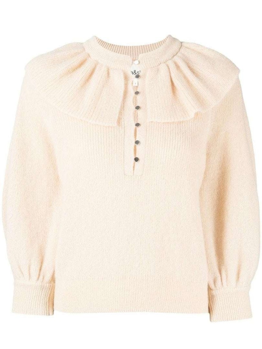 Clothing * | Ba&Sh Cream 'Hoa' Ruffle Sweater