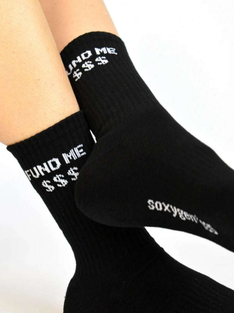 Accessories * | Soxygen Unisex Black 'Fund Me' Classic Socks