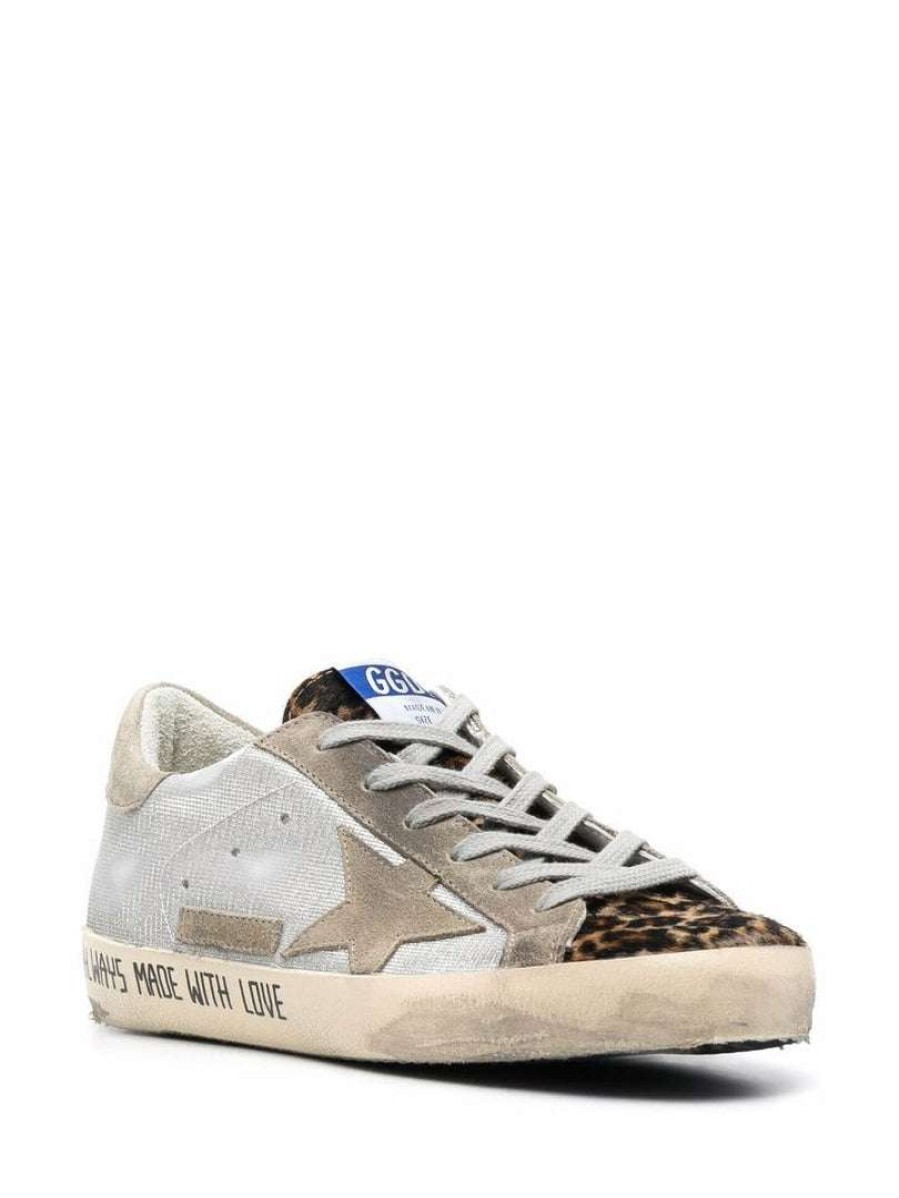 Shoes * | Golden Goose 'Super-Star' Silver Leopard Tongue Sneakers