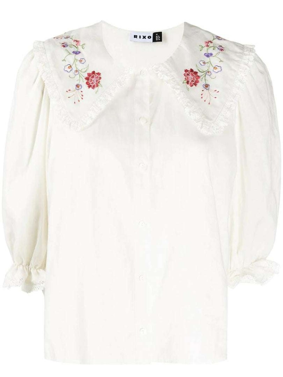 Clothing * | Rixo London 'Dallas' Embroidered Collar Shirt