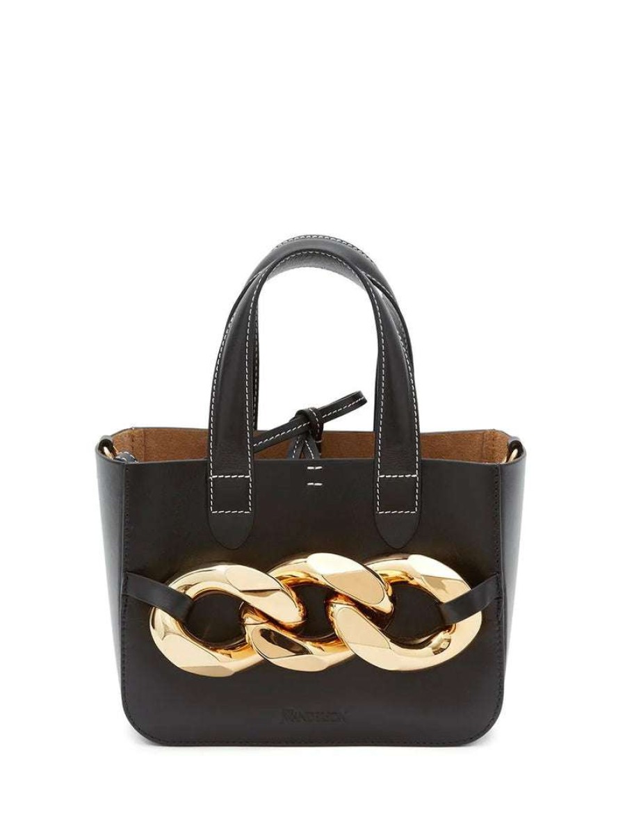 Bags * | Jw Anderson Bags Black Ss22 'Mini Chain Tote Bag'