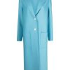 Clothing * | Harris Wharf London Clothing Blue 'Single Breasted Side Slit Long Midi Coat'