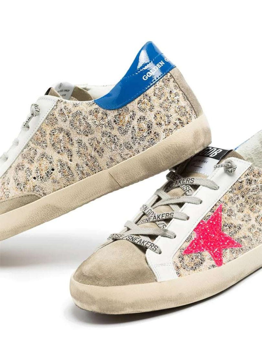 Shoes * | Golden Goose Shoes 'Super-Star' Distressed Leopard Sneakers