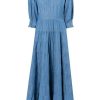 Clothing * | Rixo London 'Kristen' Tulip Embroidered Denim Midaxi Dress