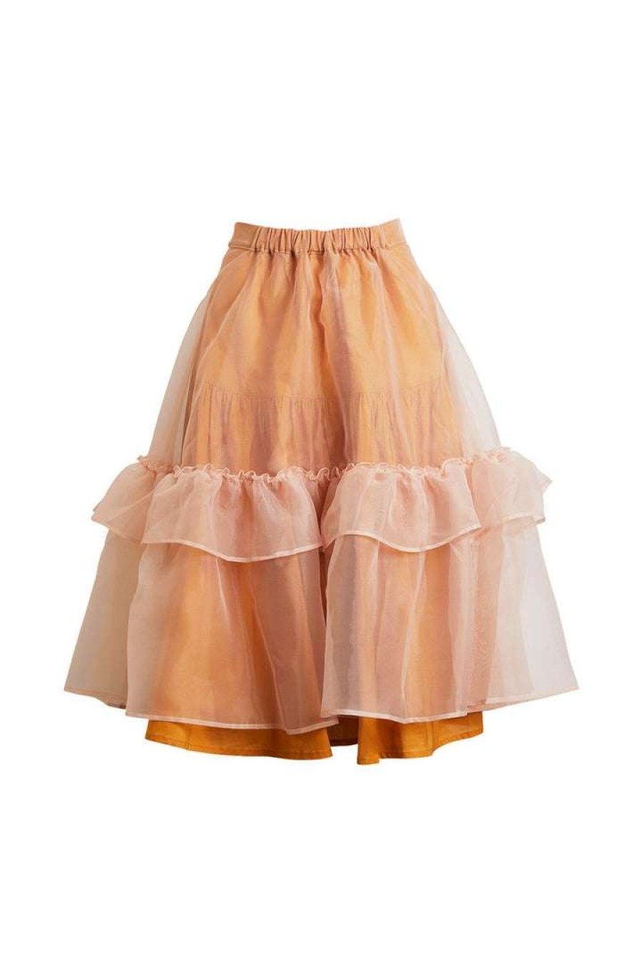 Clothing * | Rabens Saloner Mustard 'Pilar' Layered Organza Skirt Clothing