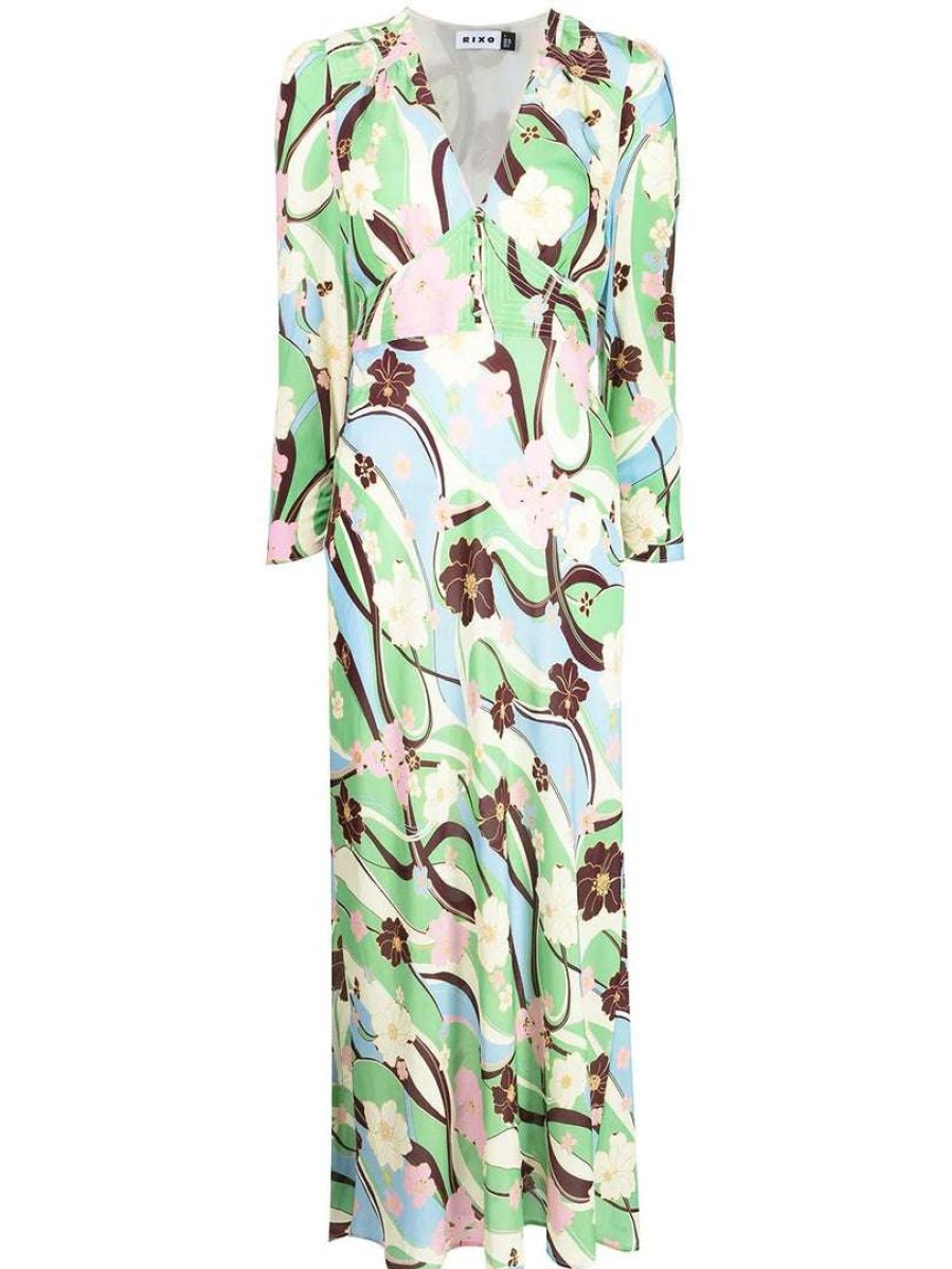 Clothing * | Rixo London 'Selma' Floral Wave Print Midi Dress