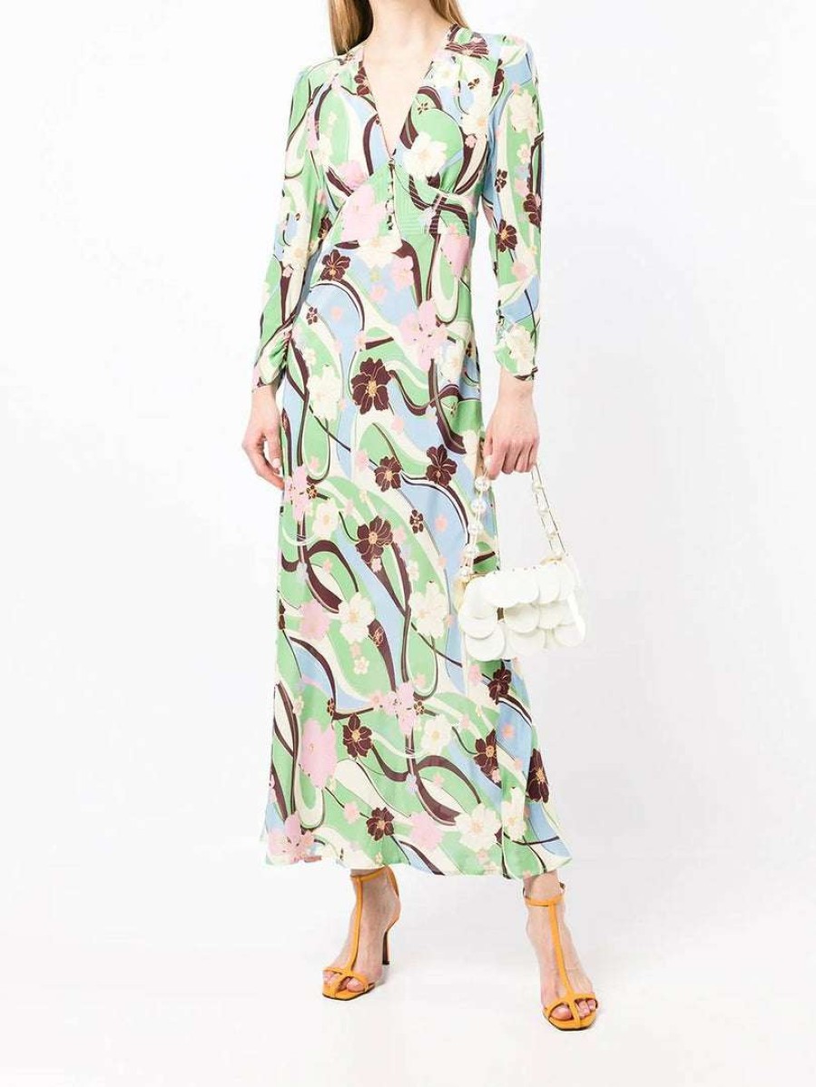 Clothing * | Rixo London 'Selma' Floral Wave Print Midi Dress