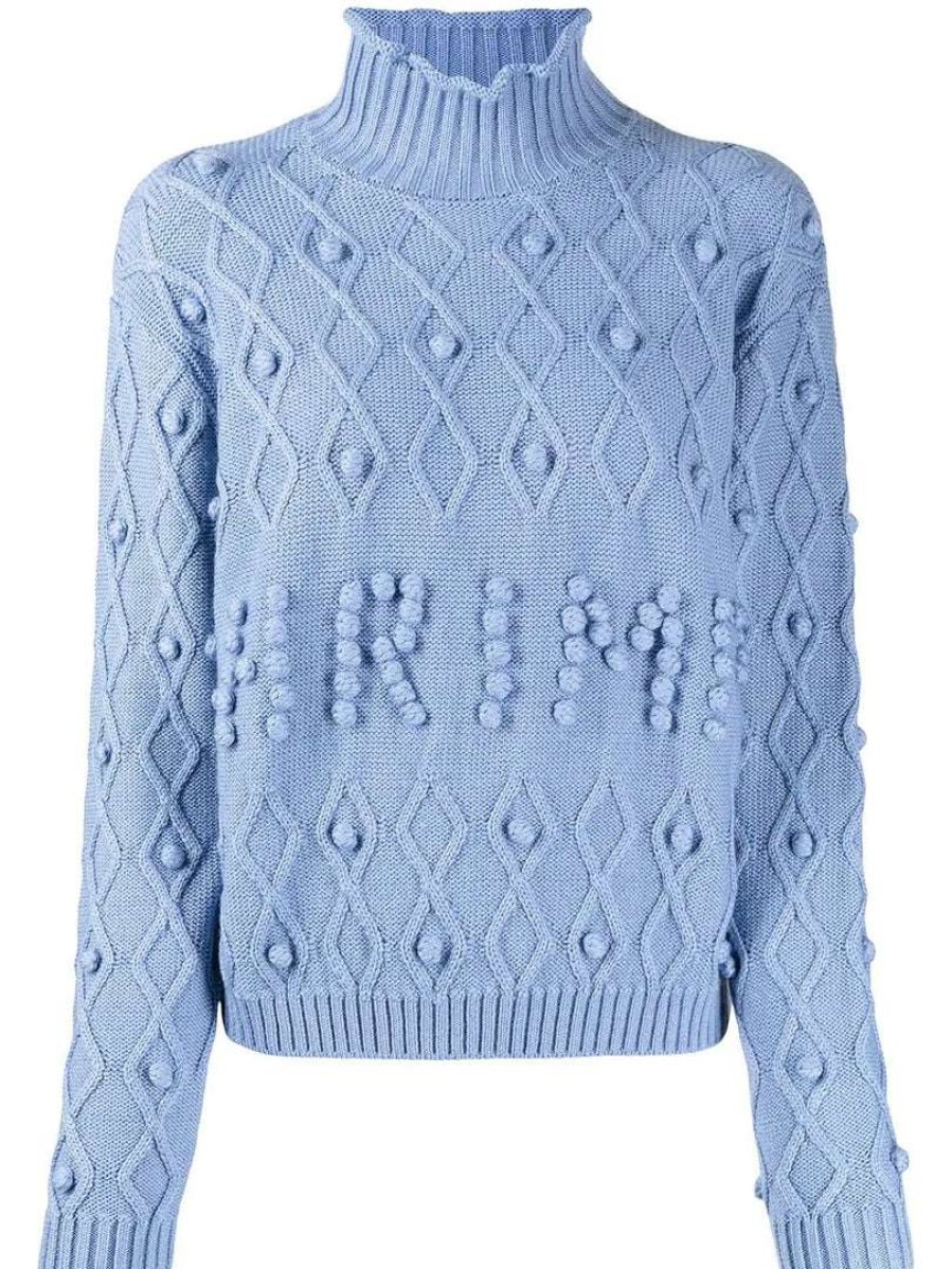 Clothing * | Shrimps Blue 'Cornelia' Bobble Logo Jumper Clothing