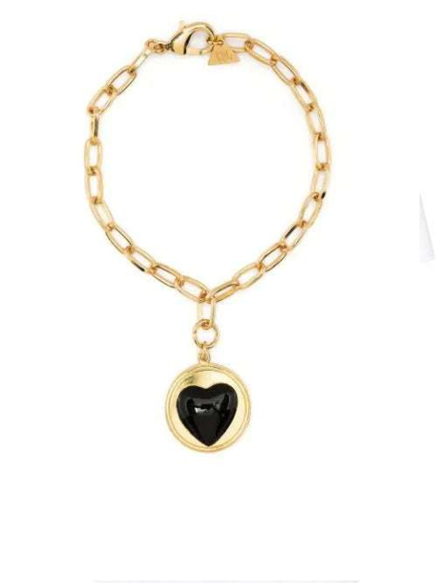 Accessories * | Wilhelmina Garcia 'Black Heart Charm Bracelet' Accessories